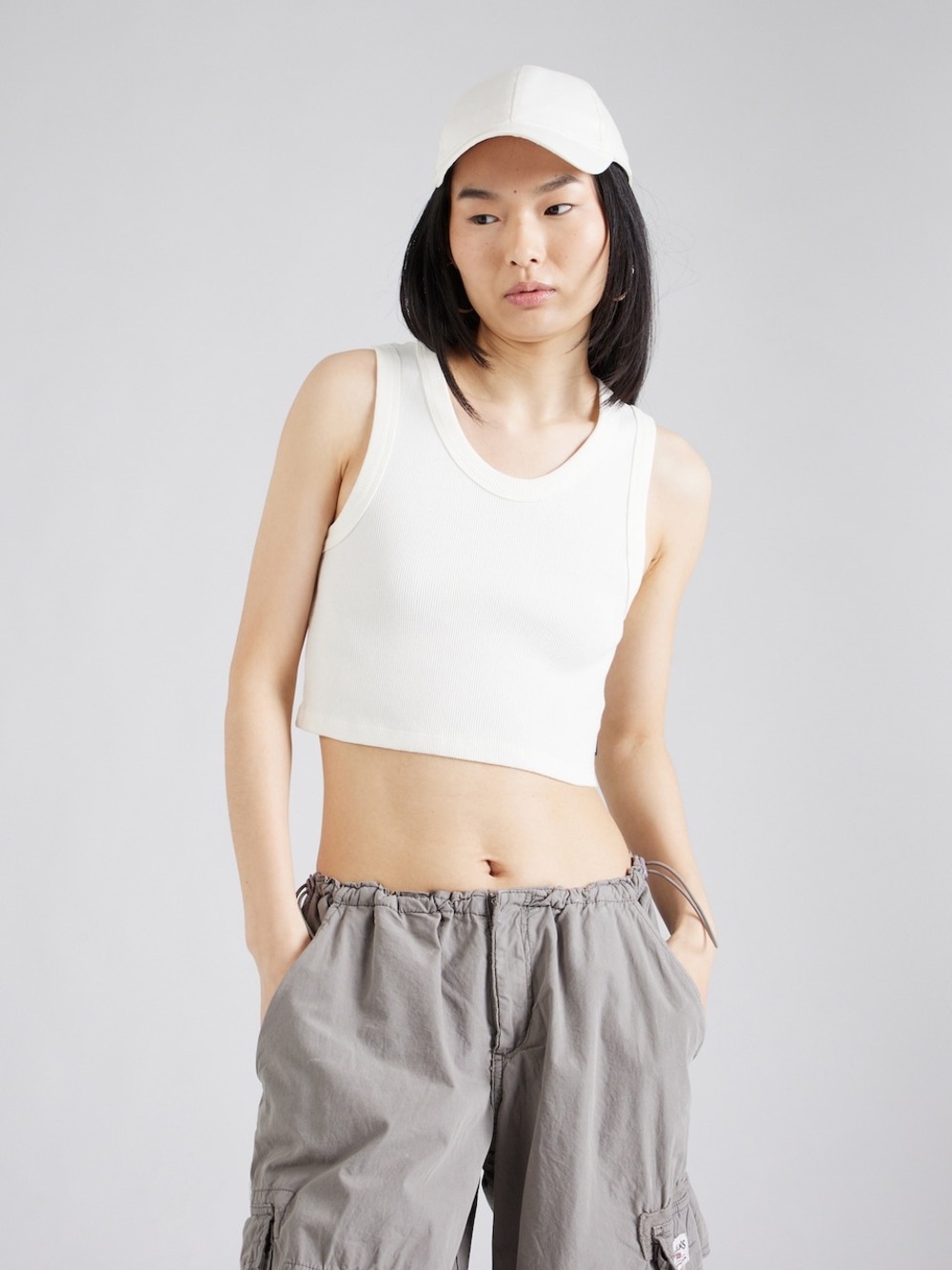 VANS Top 'Drew' in Natural White Ribbed Cropped Tank